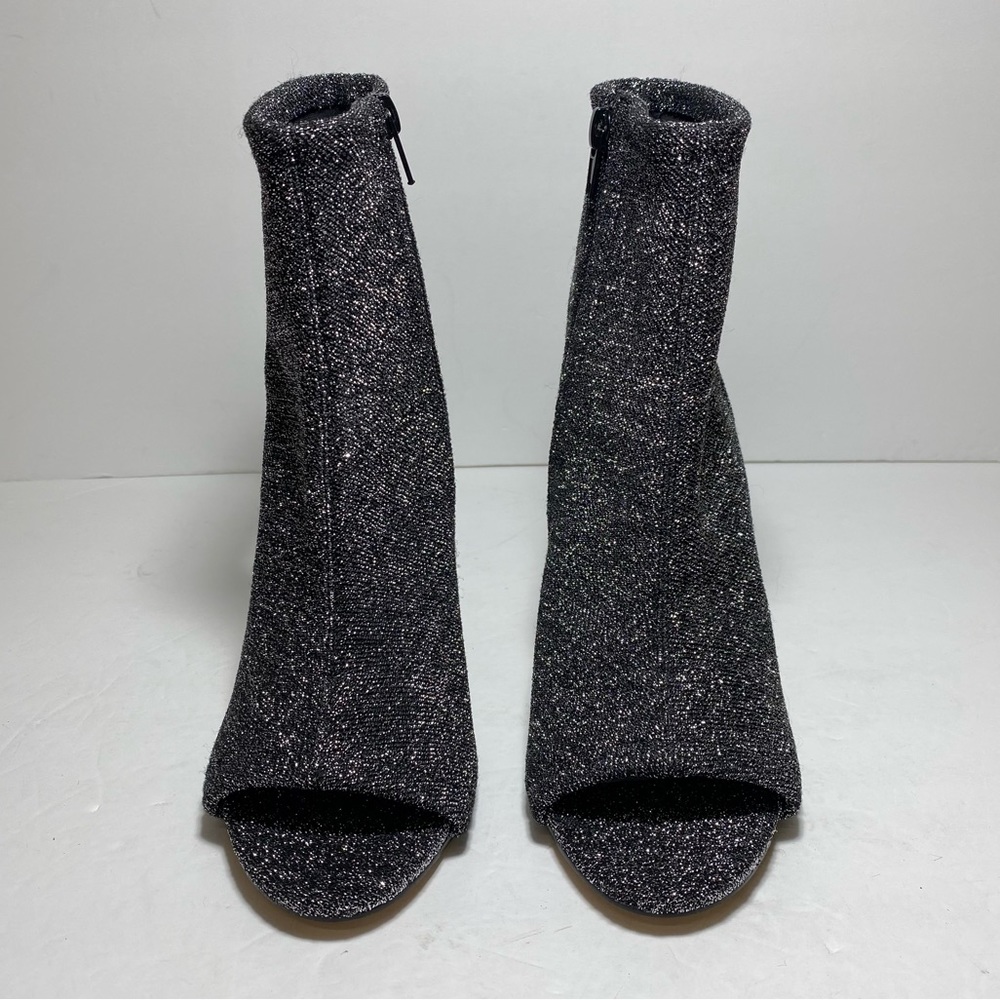 Steve Madden Rakel Glitter Bootie Sandal Heels Black Shimmer Women’s Size 8 - Picture 4 of 16